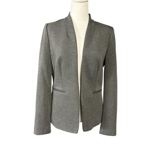 J Crew 365 Blazer Womens 8T Gray Open Front Shawl Collar Knit Lined Tall